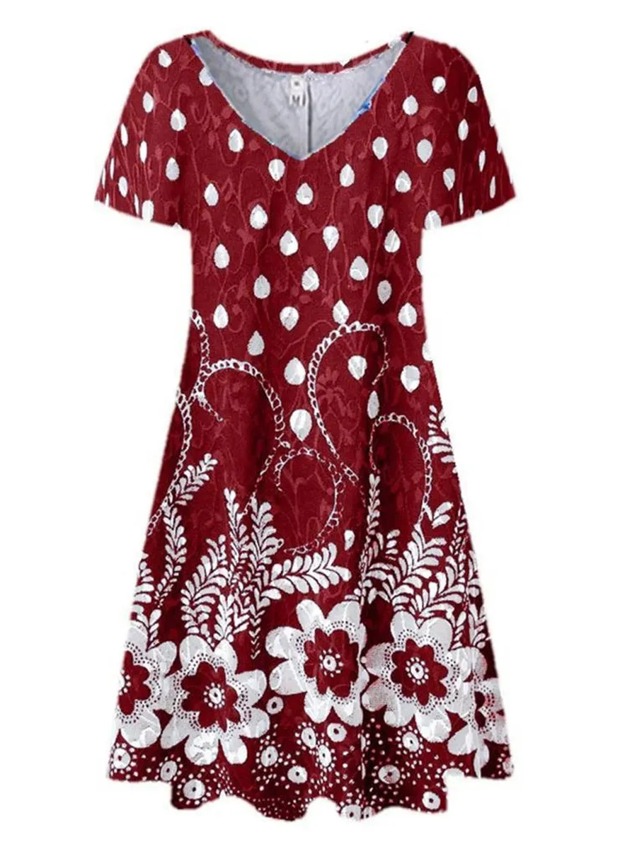 Boho A-Line Tribal Casual Short Sleeve Dresses