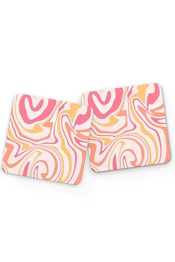 Bold Marble Swirl Drinks Coaster (Pink)