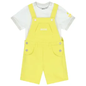 Boss Sets Dungaree   T-Shirt White-Yellow