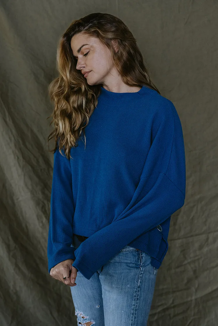 Boxy Long Sleeve - Blue Waffle