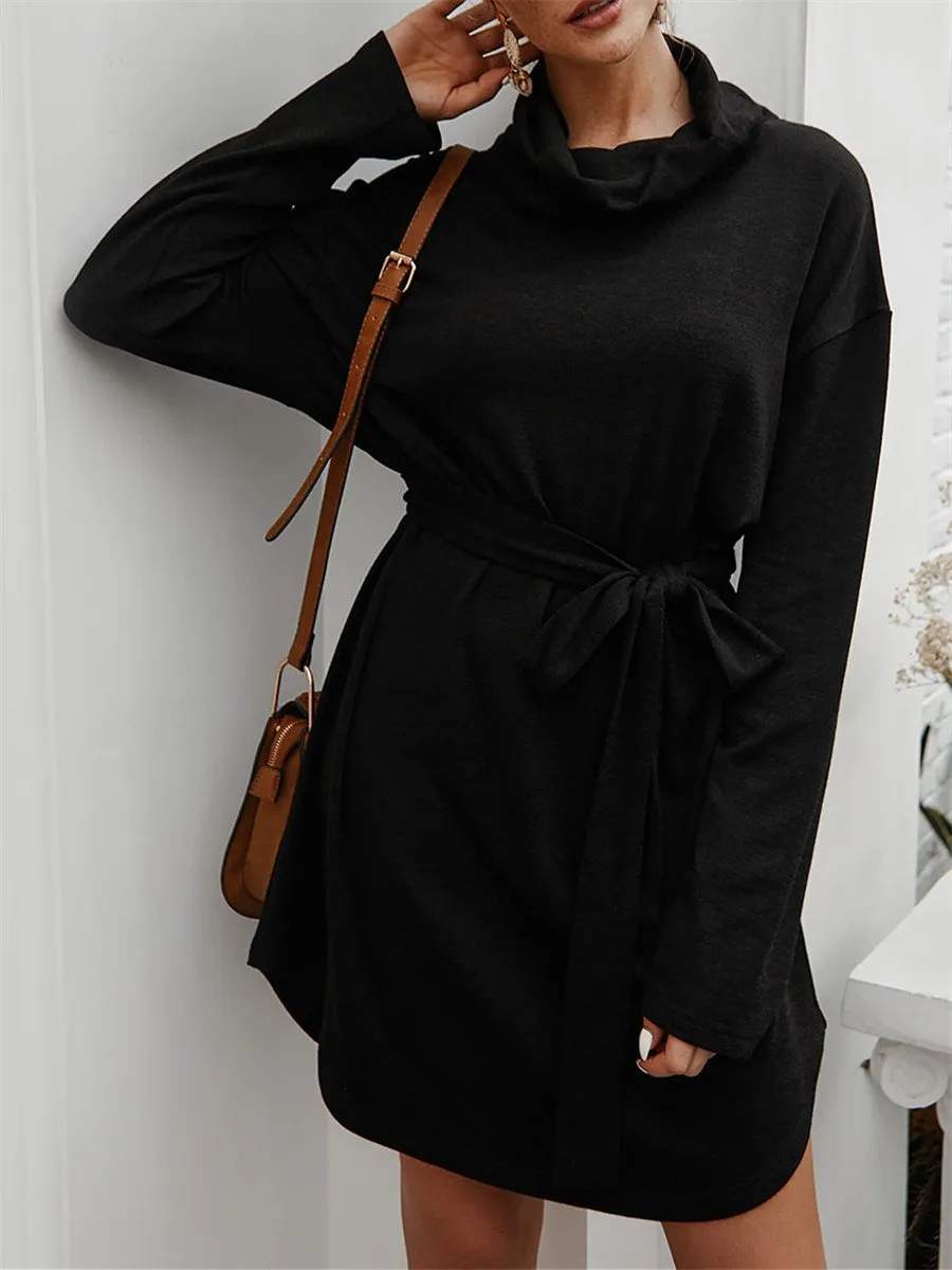 Casual loose base versatile long-sleeved sweater dress