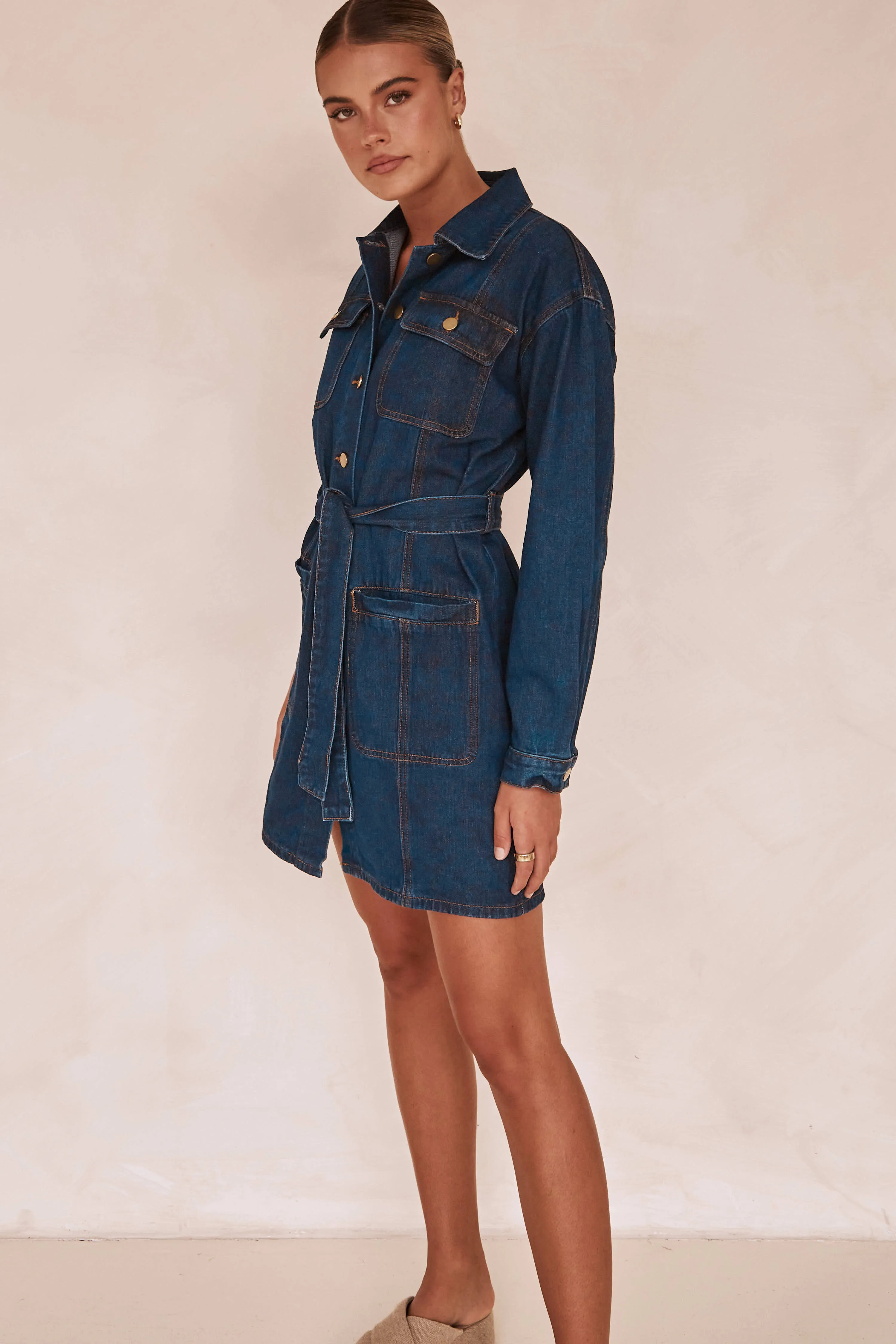 Cohen Denim Mini Dress (Blue)