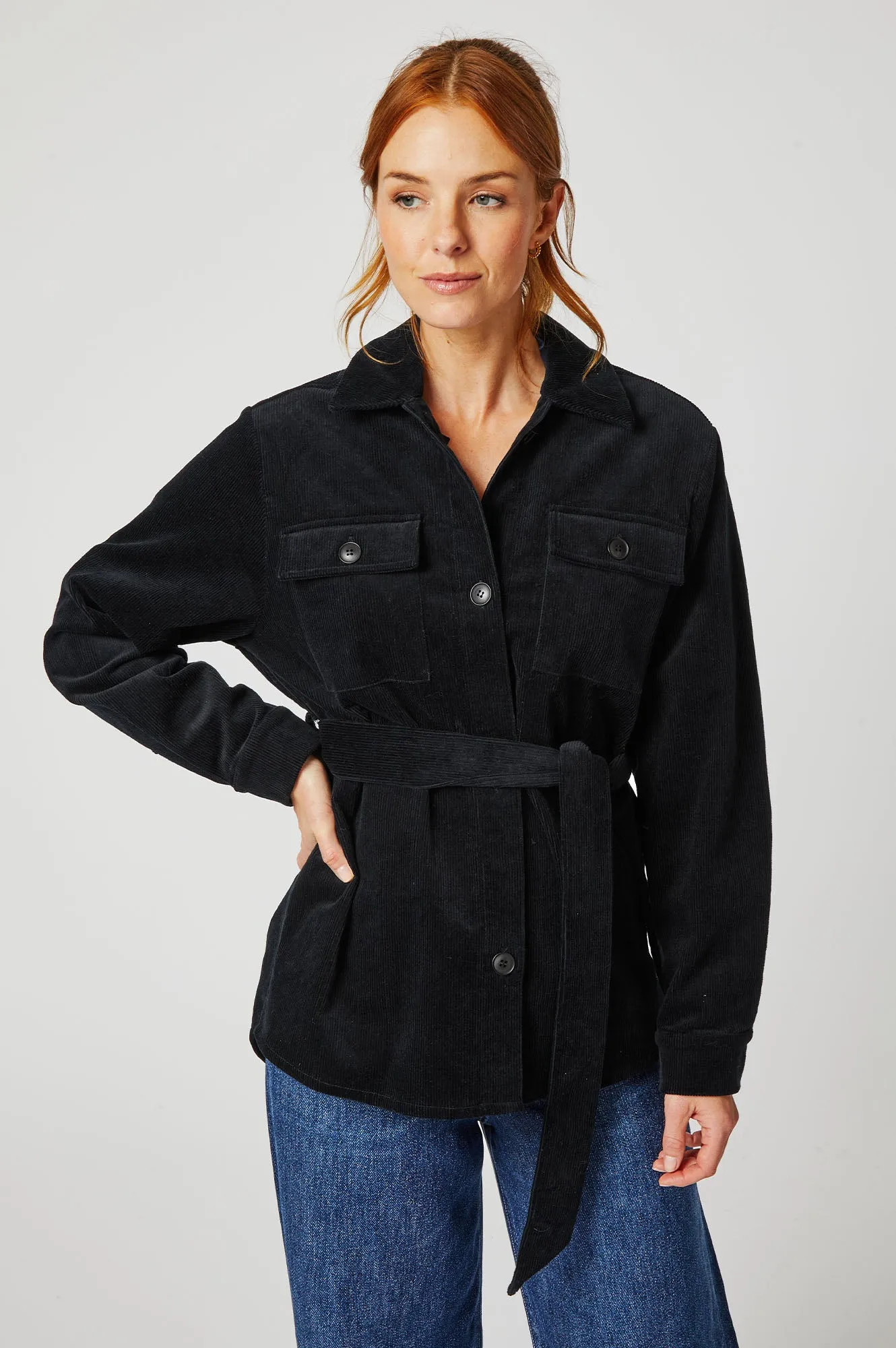 Corduroy Shirt Jacket | Black