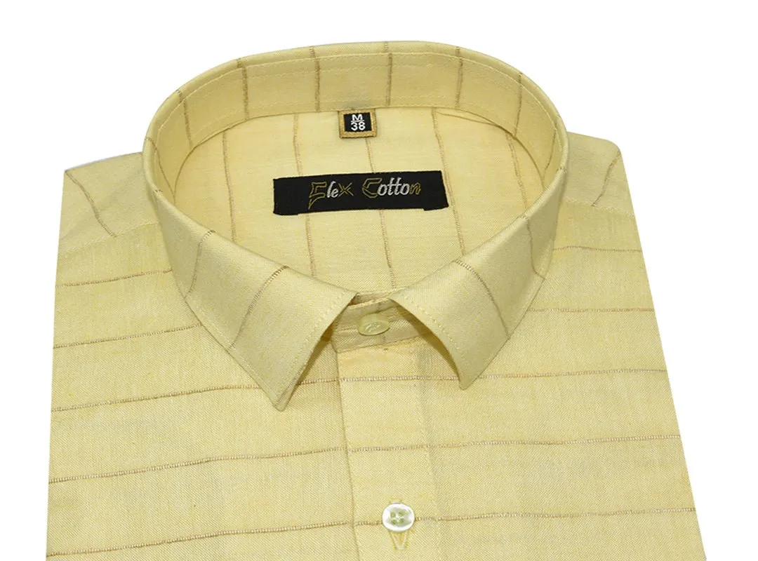 Cream Color 3D Lining Cotton Shirts For Men's