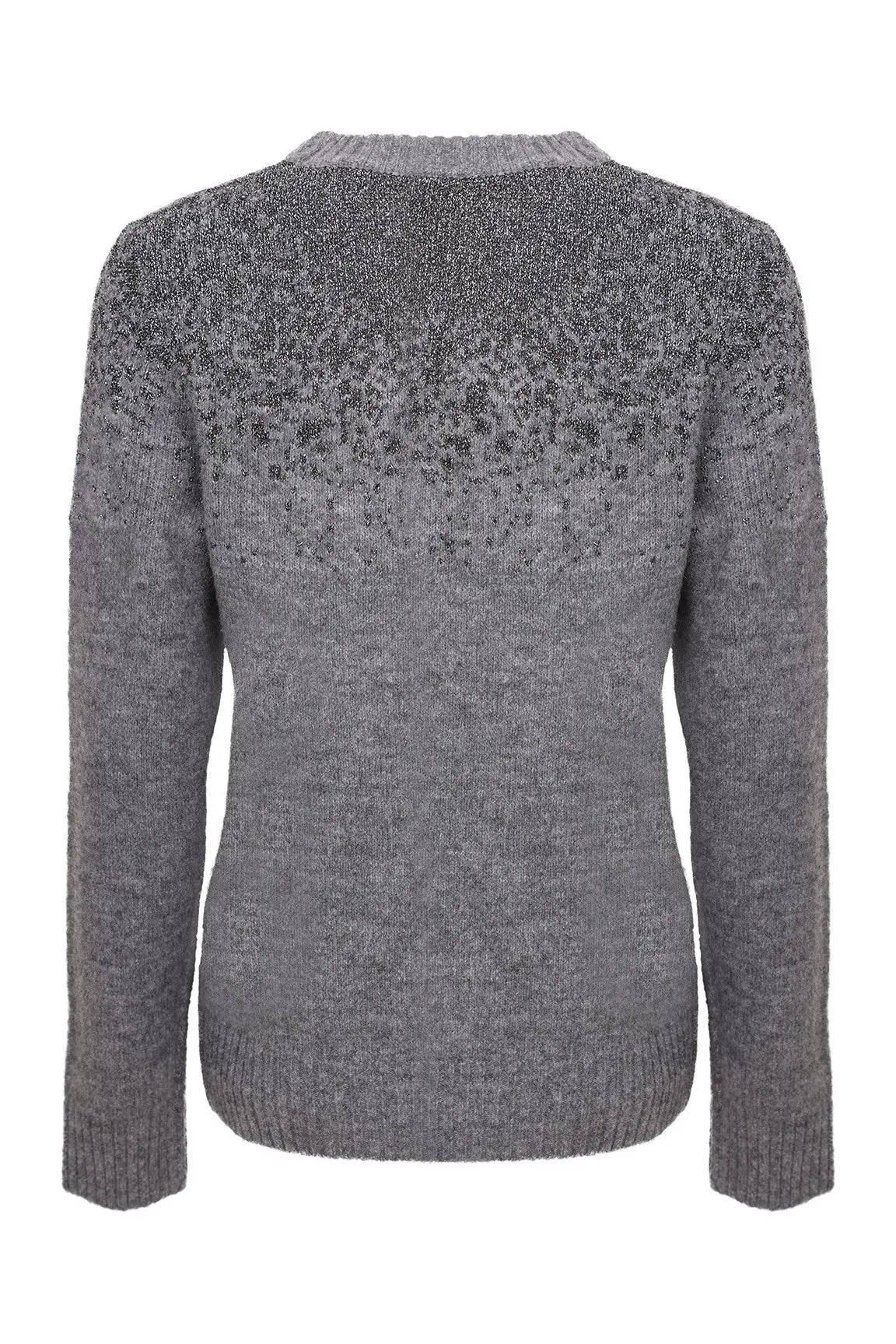 Crew Neck Jersey with Lurex thread | Charcoal/Platinum | 6968ZR