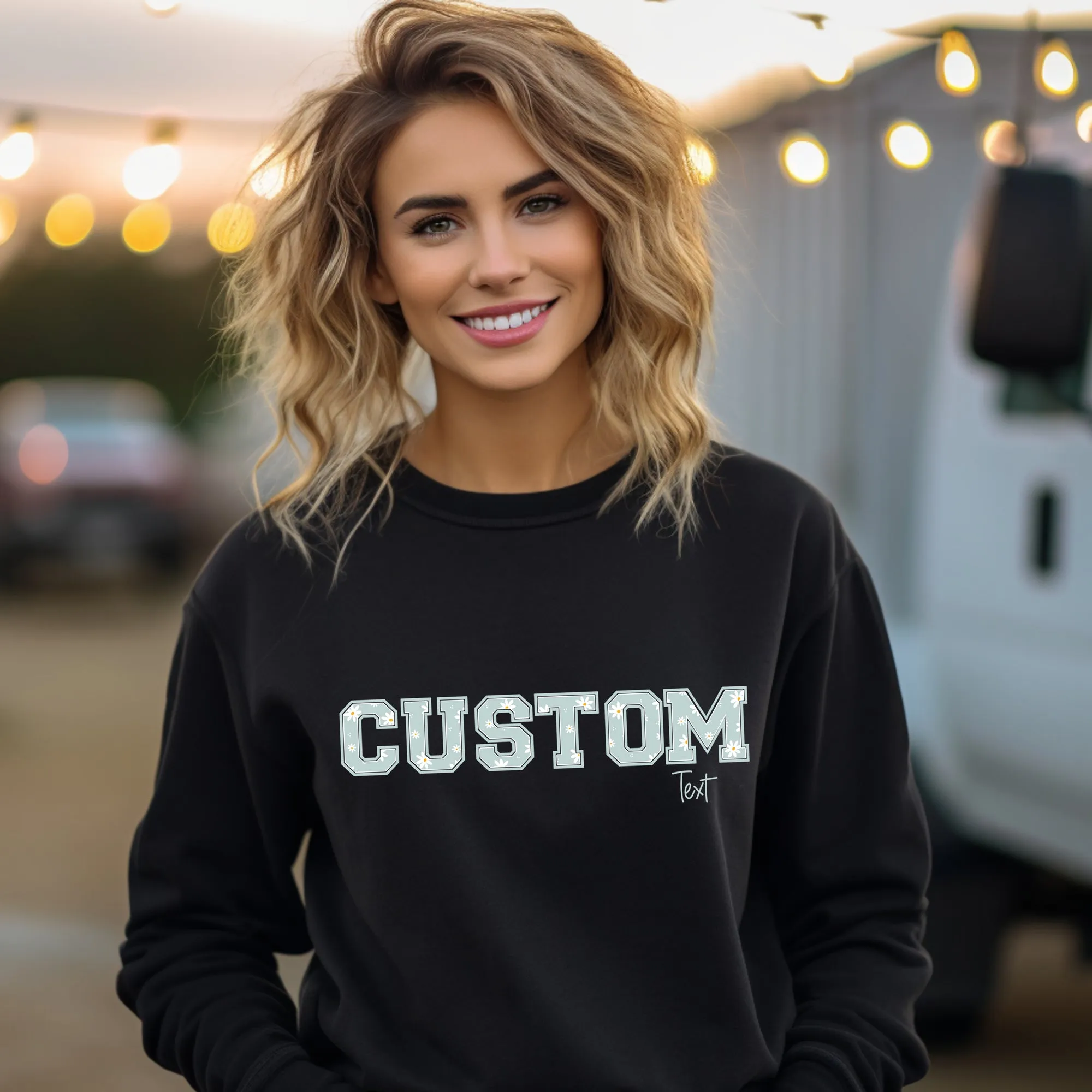 Custom TEXT DAISY -  PERSONALIZED HOODIE/CREWNECK