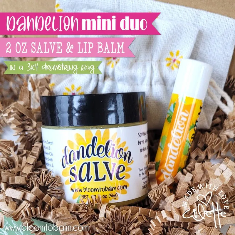 Dandelion MINI DUO: 2 oz Salve & Lip Balm {in a bag}