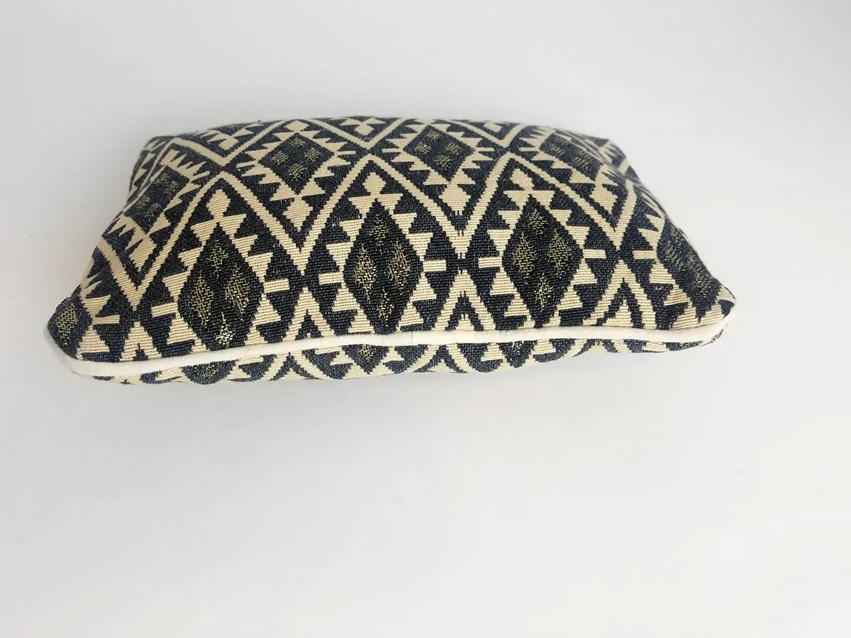 Dansk Smykkekunst Cream & Charcoal Cotton Clutch NWT