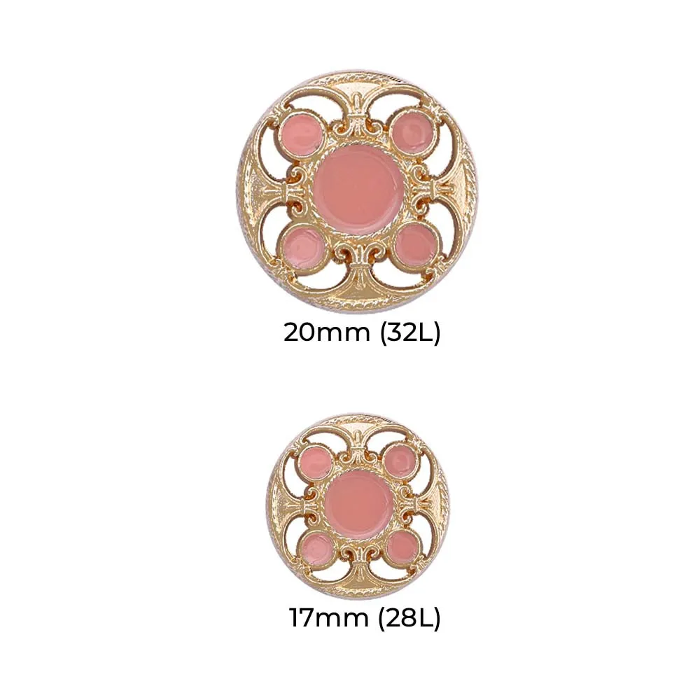 Designer Shiny Gold Cutwork Design Enamel Colour Metal Buttons