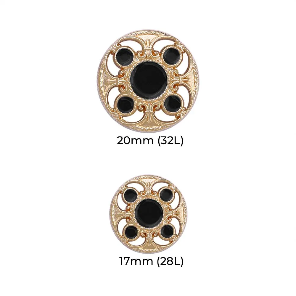 Designer Shiny Gold Cutwork Design Enamel Colour Metal Buttons