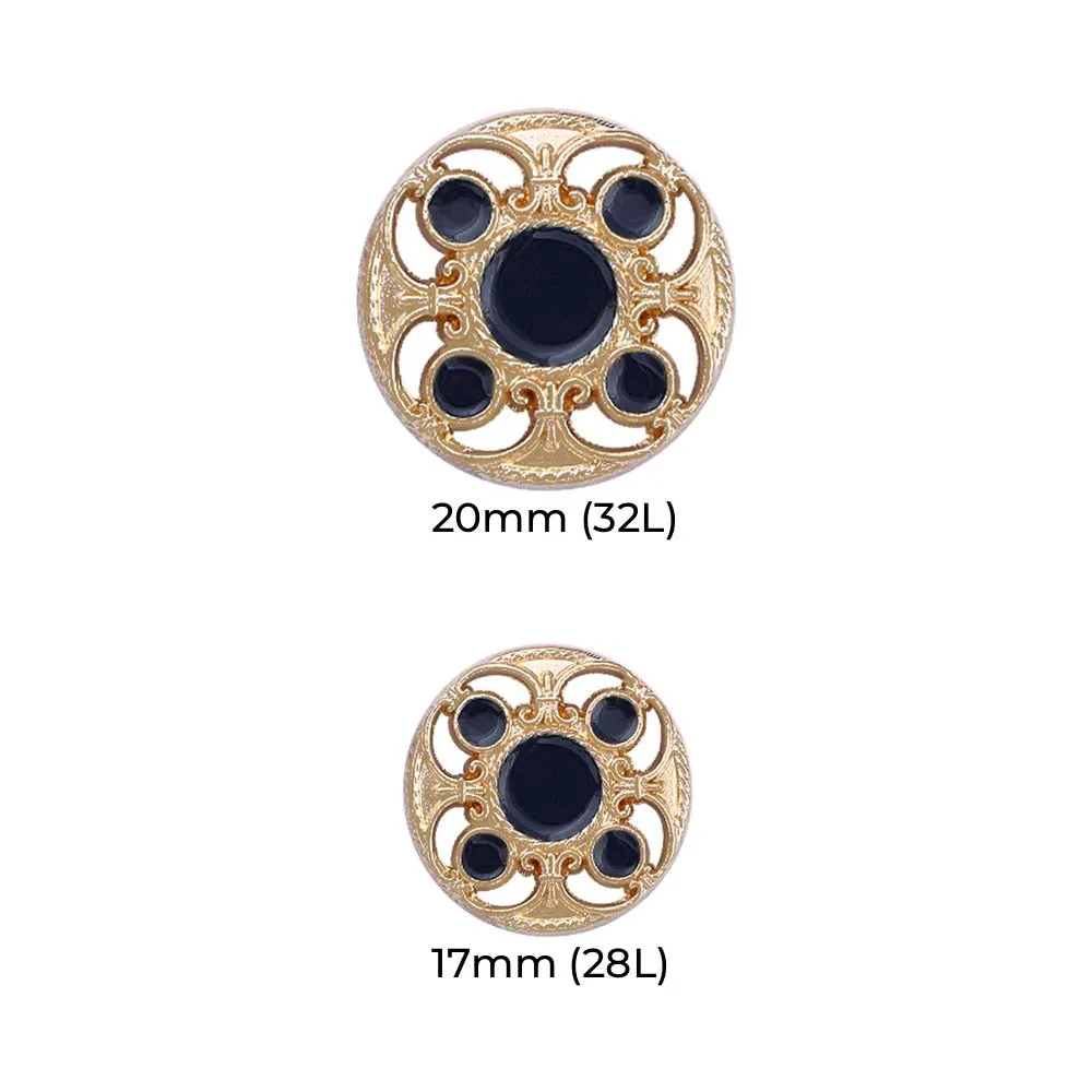 Designer Shiny Gold Cutwork Design Enamel Colour Metal Buttons