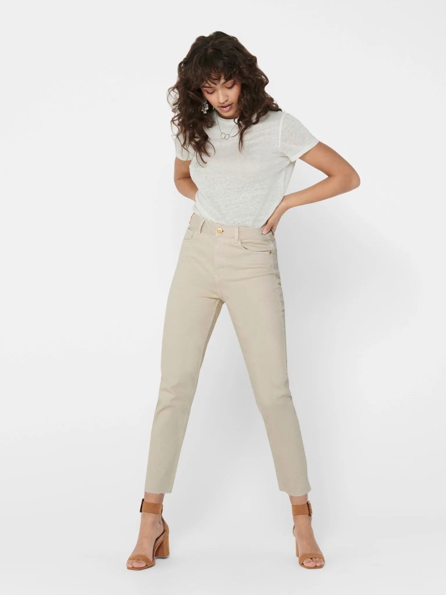 Emily High Waist Jeans - Ecru