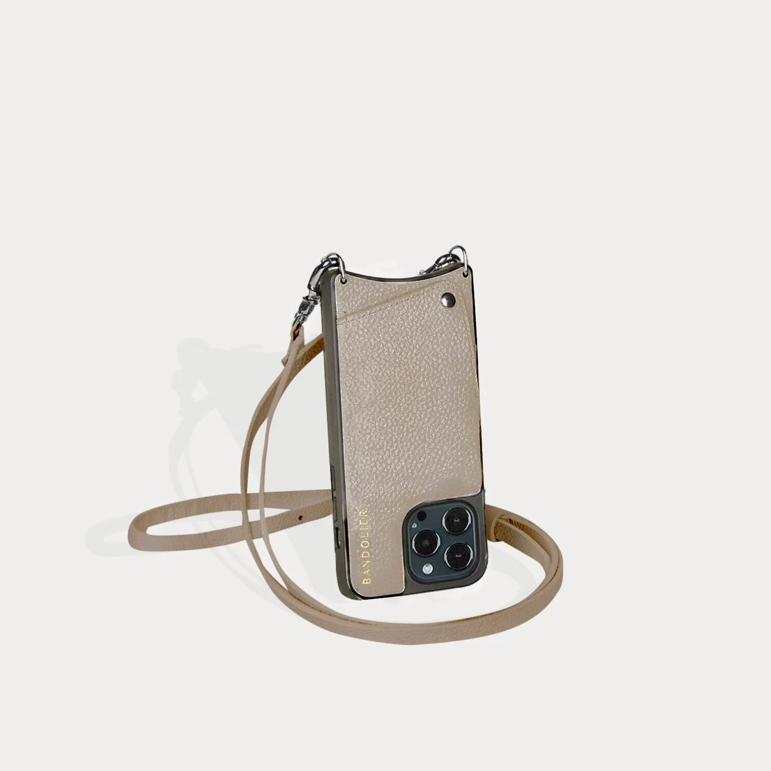 Emma Pebble Leather Crossbody Bandolier - Greige/Silver