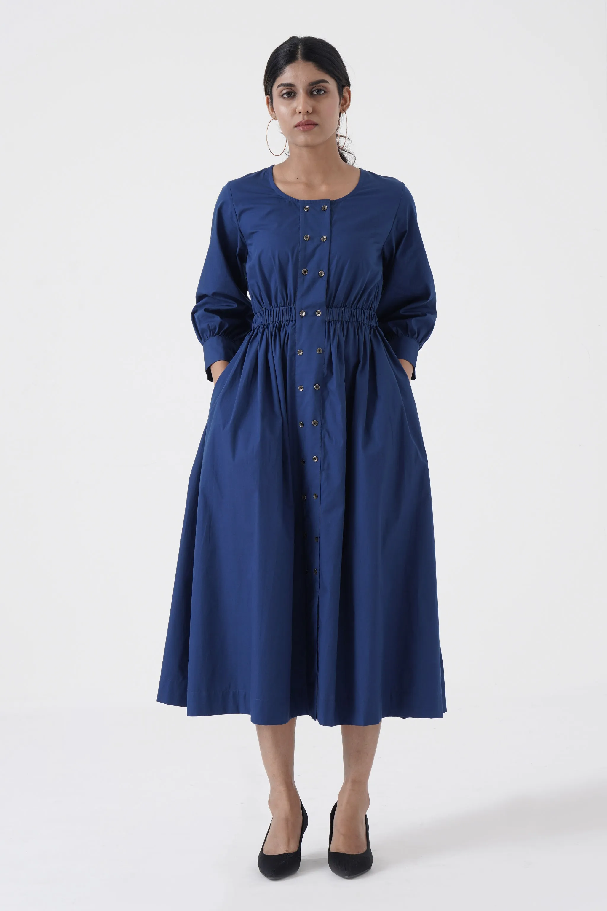 Euphoric - Double button placket dress - Blue