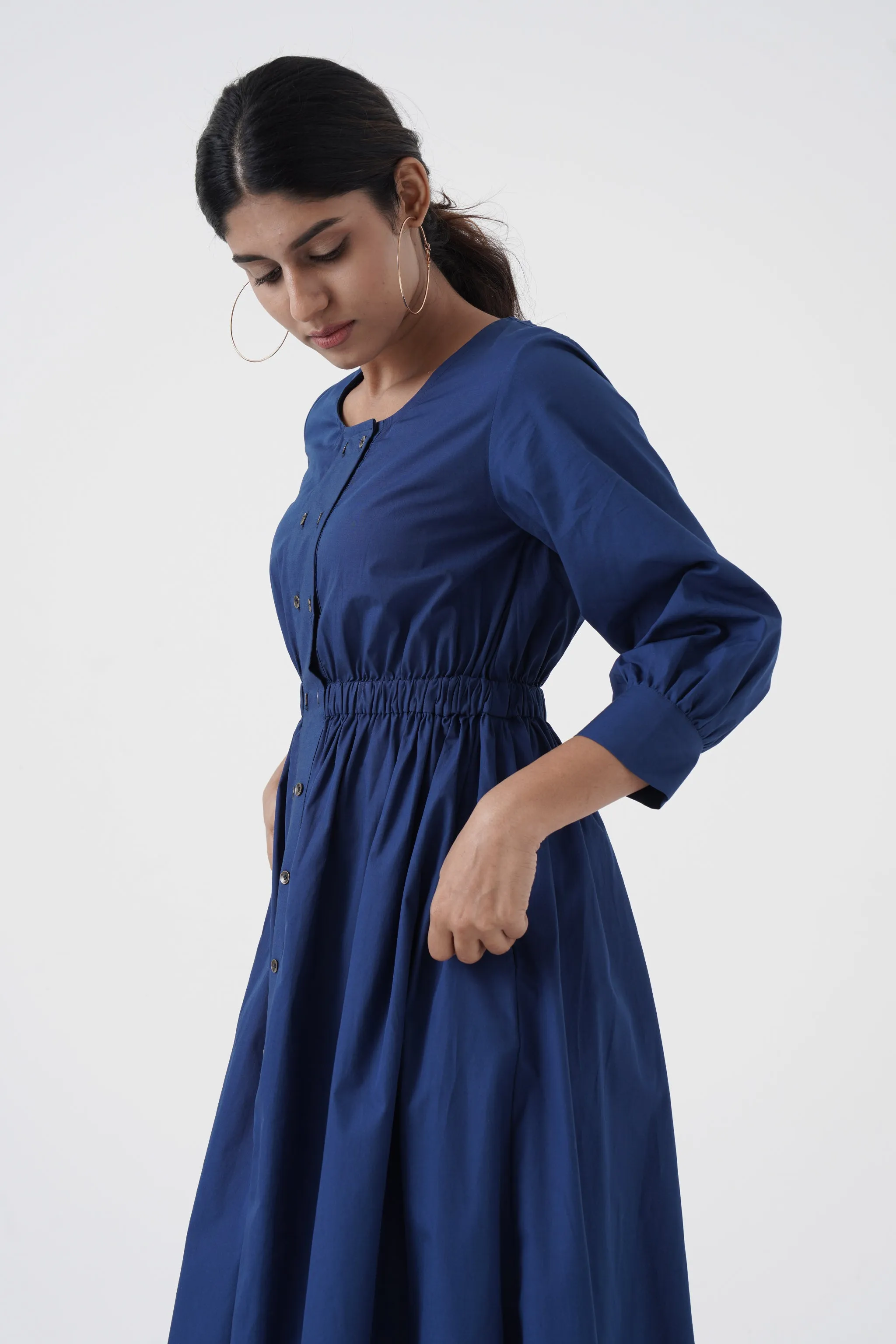 Euphoric - Double button placket dress - Blue