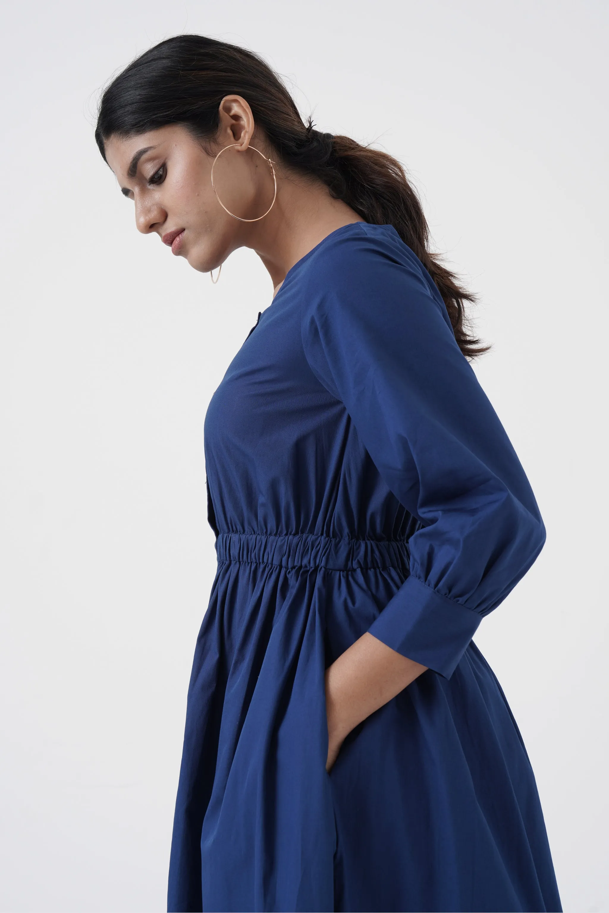 Euphoric - Double button placket dress - Blue