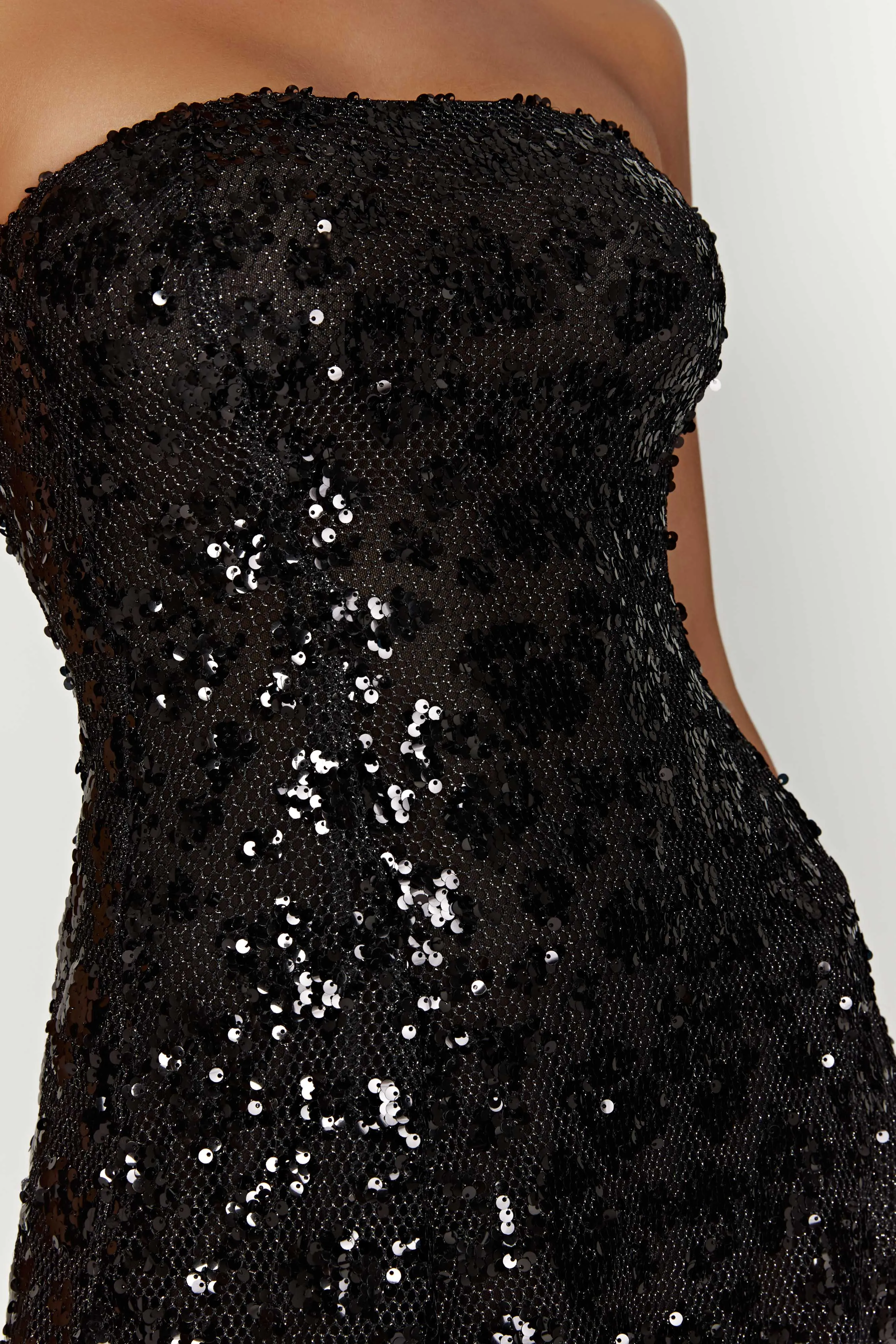 Everleigh Strapless Sequin Mini Dress - Black