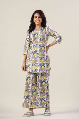 Fresh fruits on Blue Cotton Lounge Co-ord Set