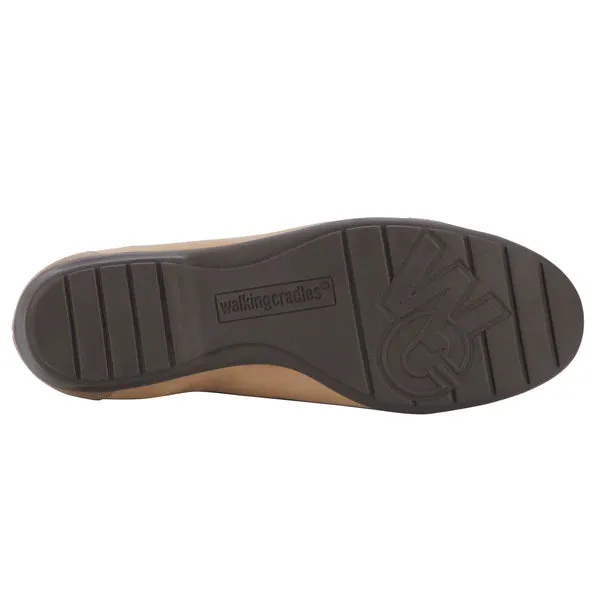 Freya Casual Flat: Light Taupe Nubuck/Light Taupe Patent Lizard Print I Walking Cradle