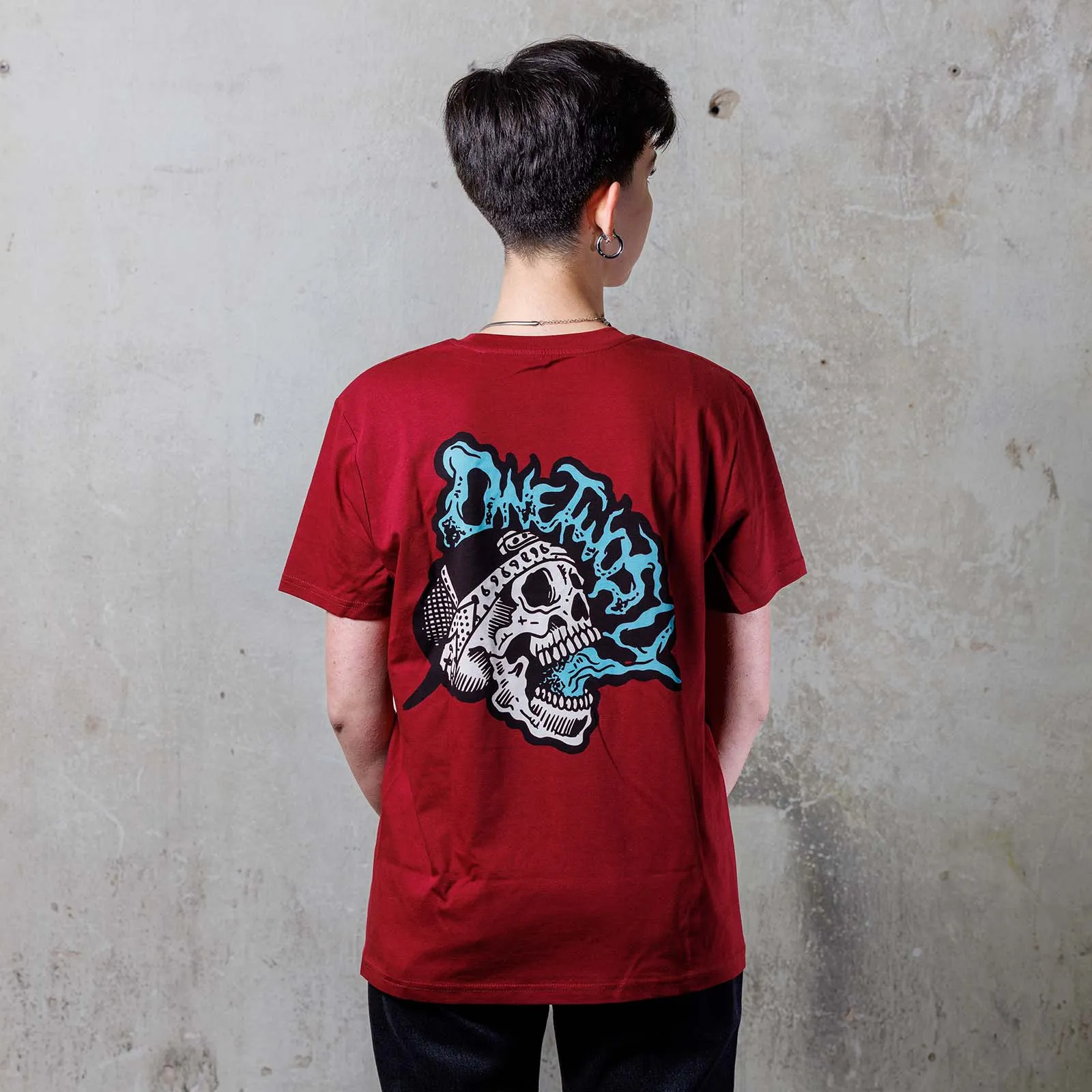 Ghost Skull T-Shirt (Burgundy/Organic Cotton)