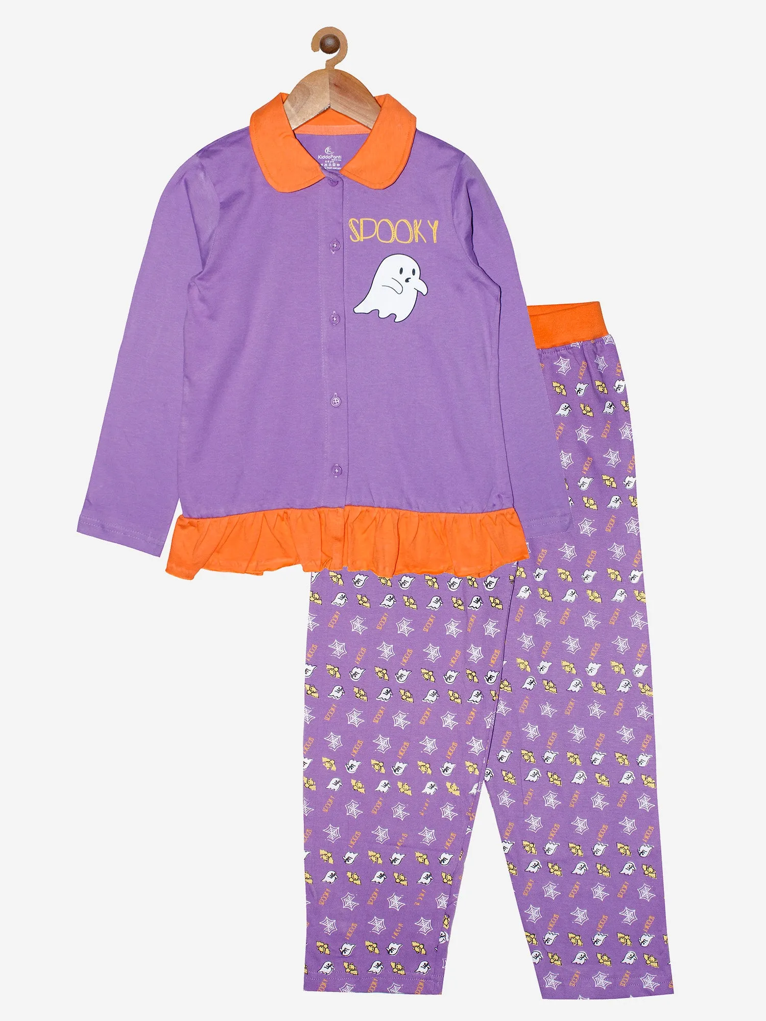 Girl's Printed Collar Shirt & AOP Pant Set