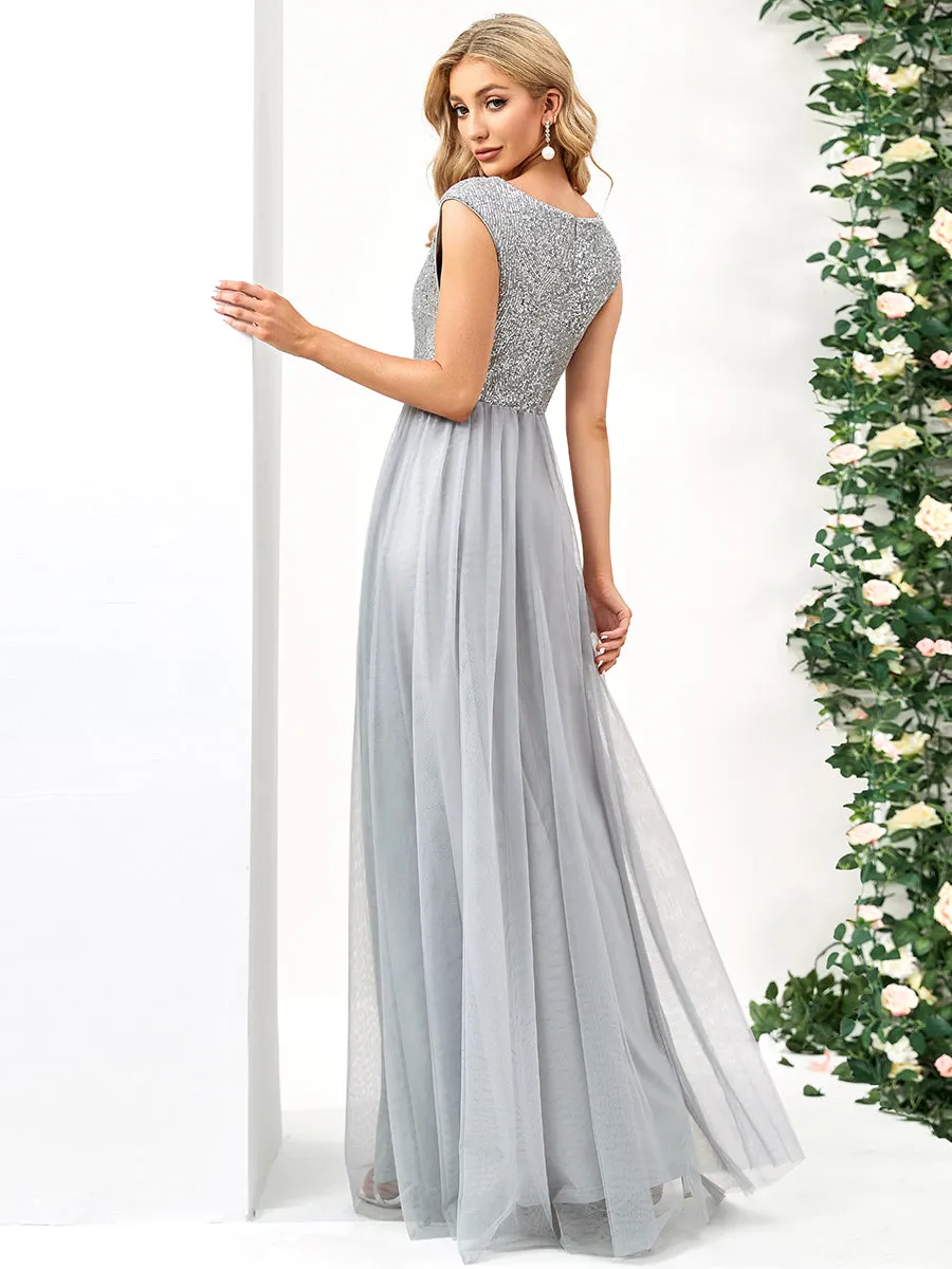 Glamorous Sleeveless A Line Wholesale Evening Dresses with Deep V Neck