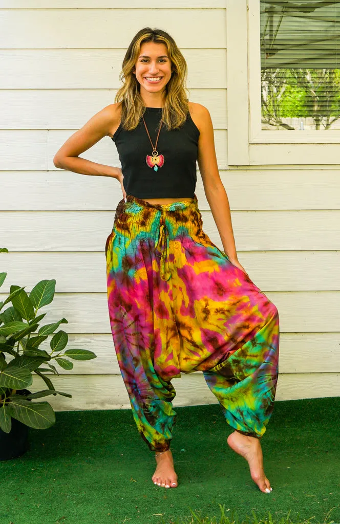 H2822- Hand Dyed Low Cut Hippie Festival Harem Pants