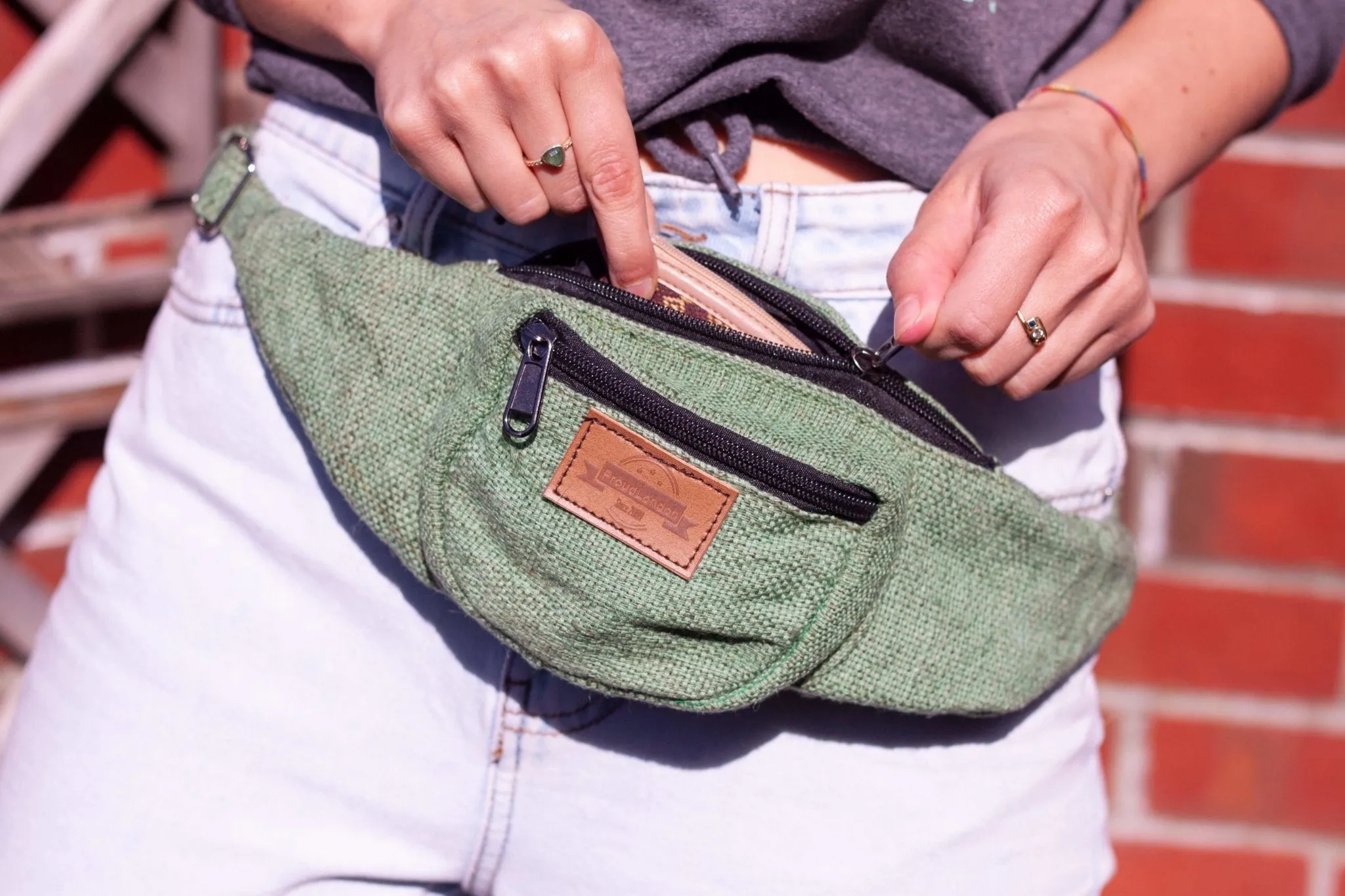 Handmade Hemp Sustainable Bum Bag || Shy Green