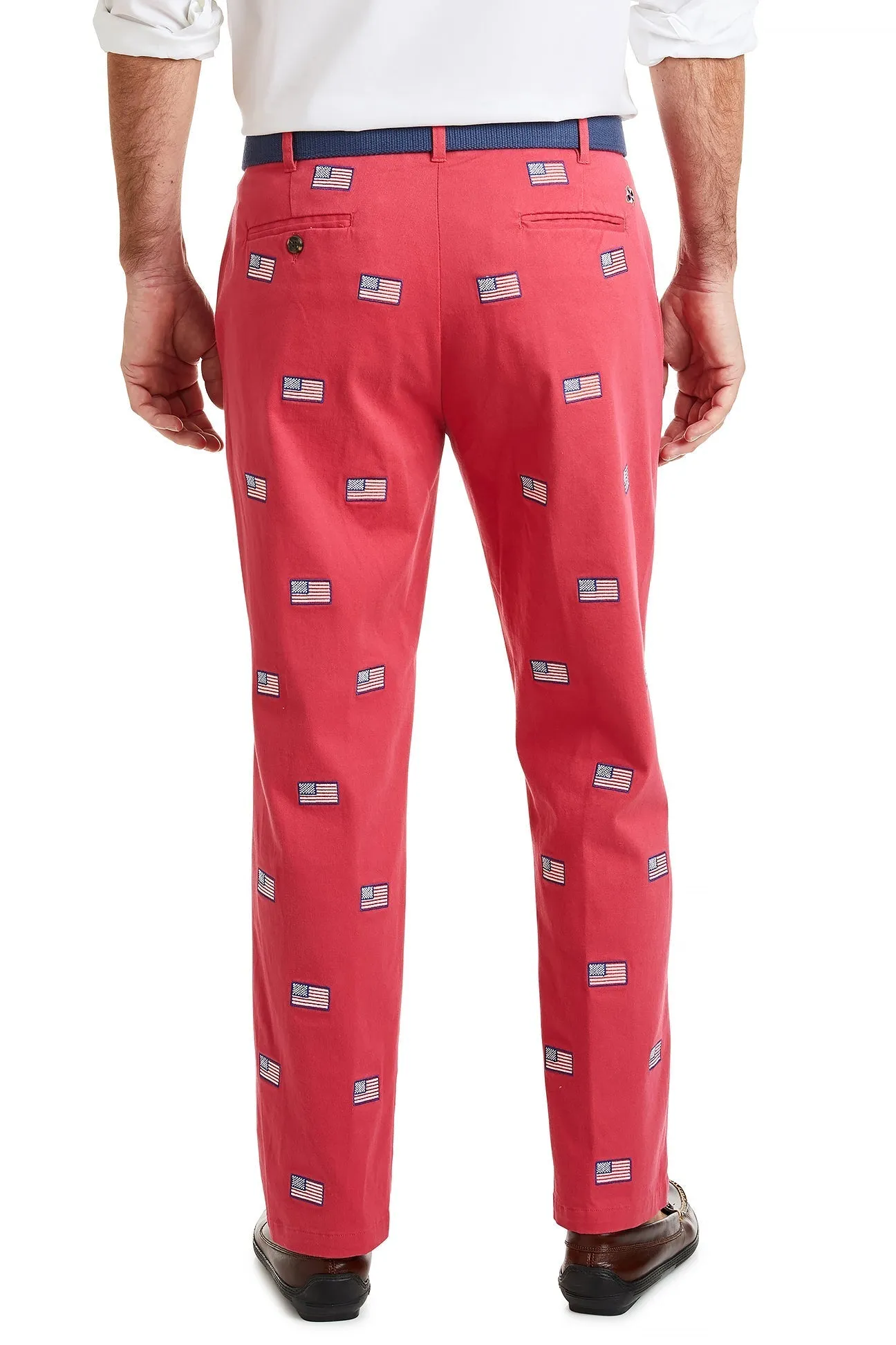 Harbor Pant Stretch Twill Hurricane Red with American Flag