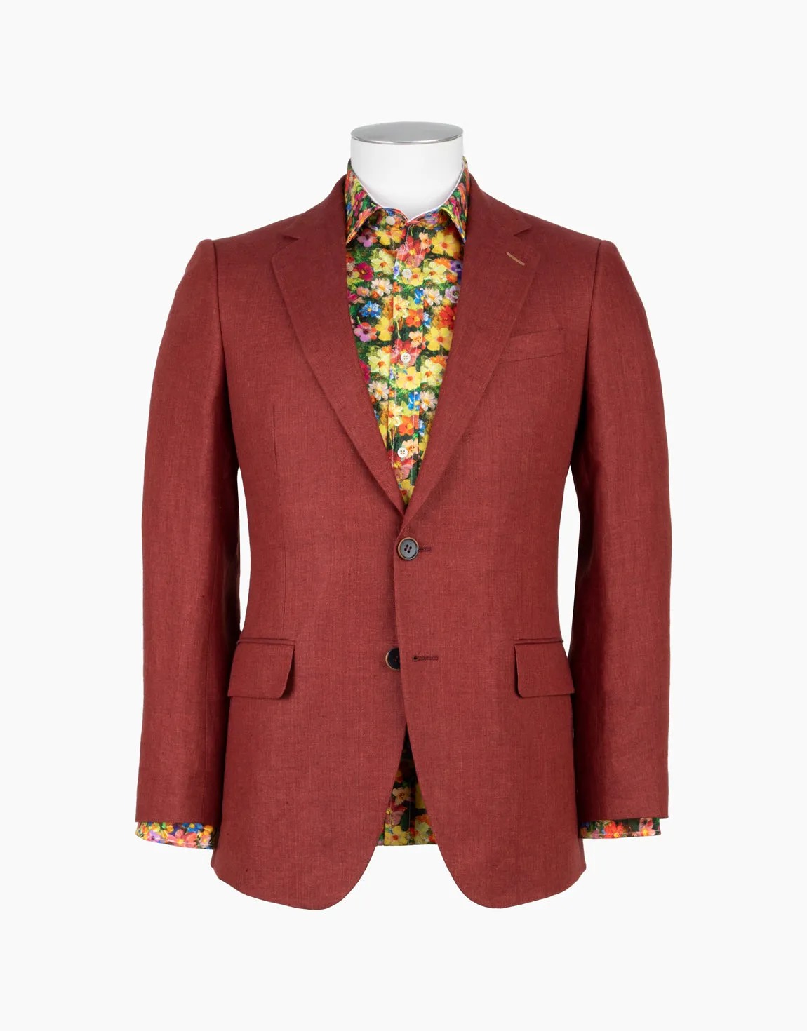 Hawker Blood Orange Herringbone Linen Blazer