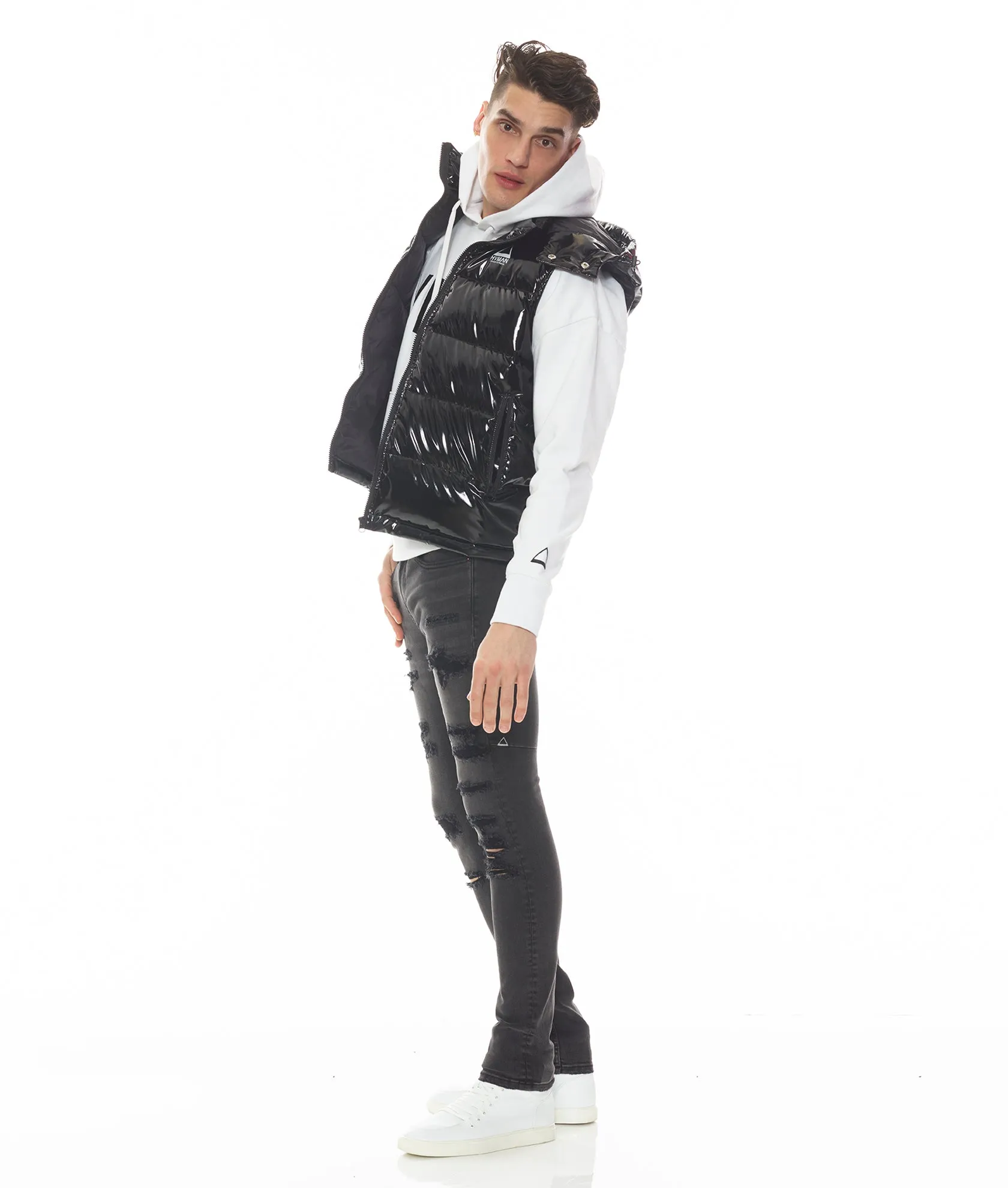 HVMAN PUFFER VEST IN BLACK