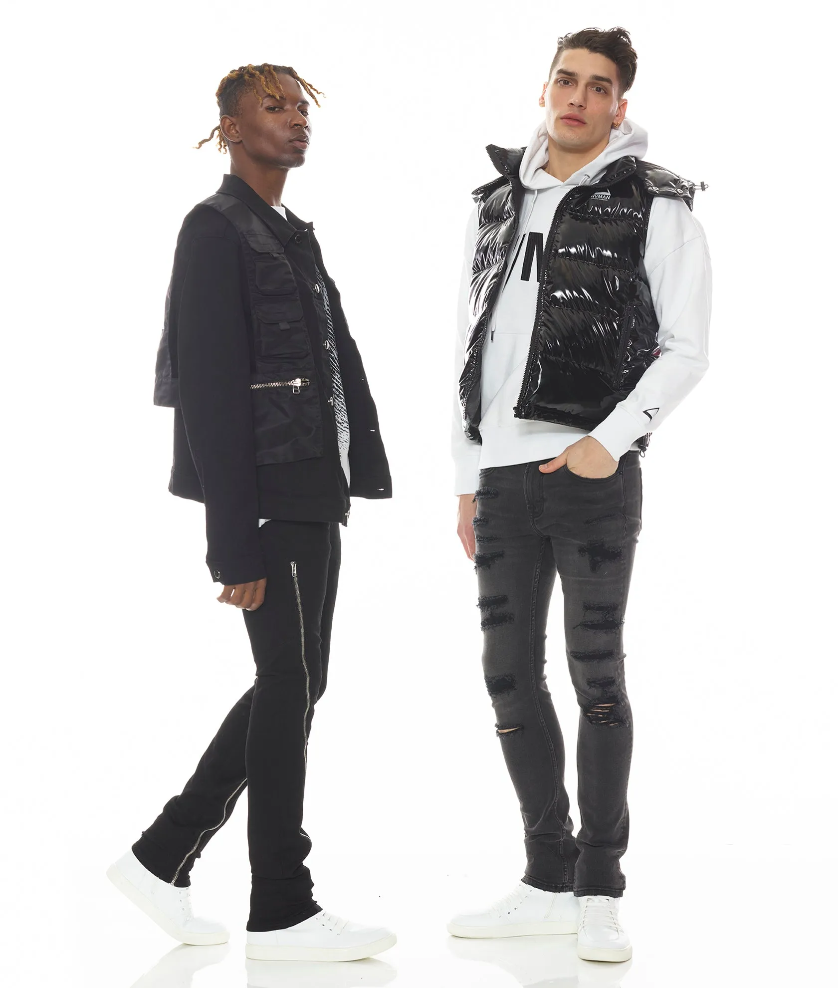 HVMAN PUFFER VEST IN BLACK