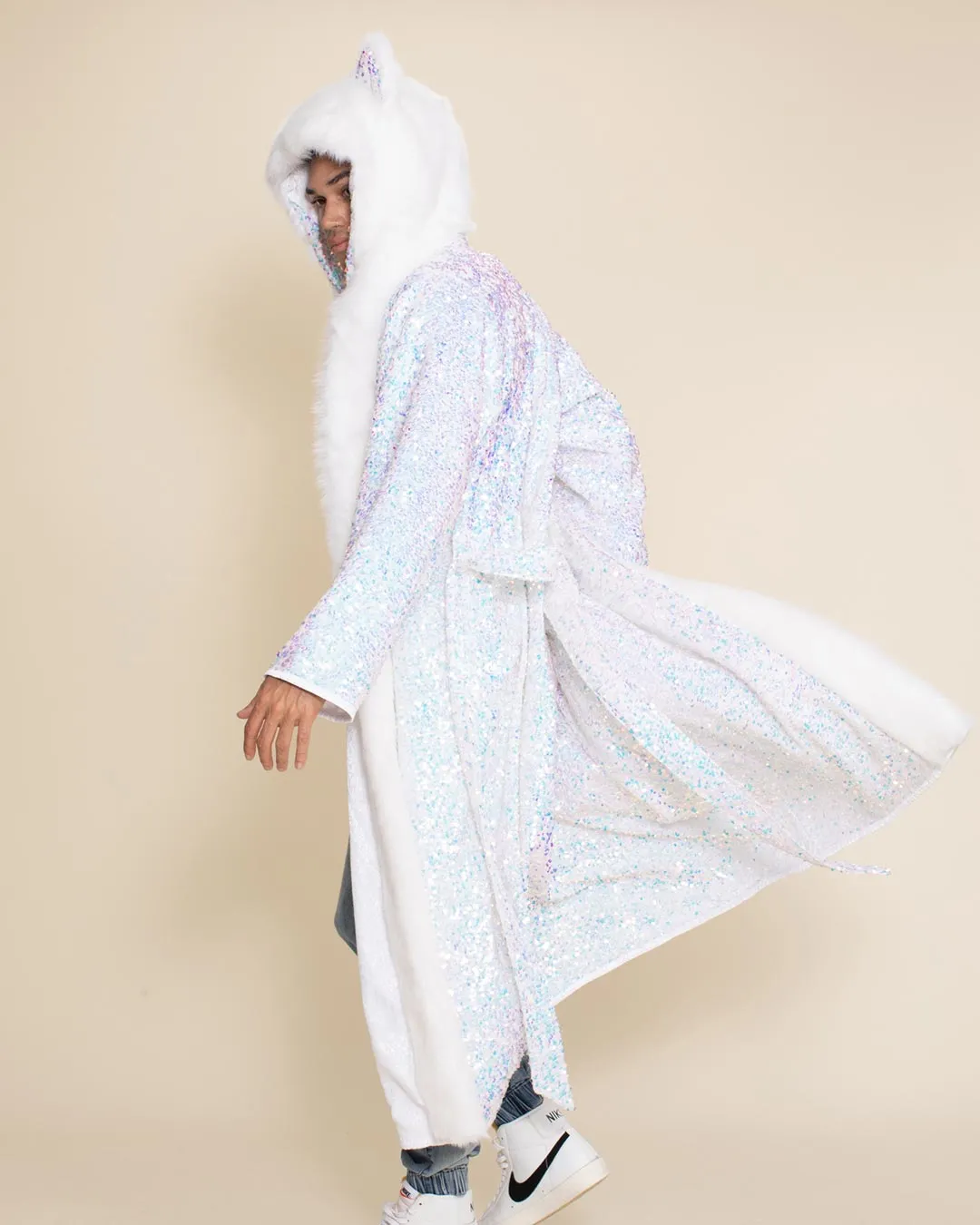 Iridescent Sequin Wolf Classic Collector Edition Faux Fur Style Robe | Men's