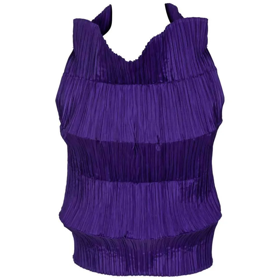 ISSEY MIYAKE Pleated Purple Top | Size XS/S