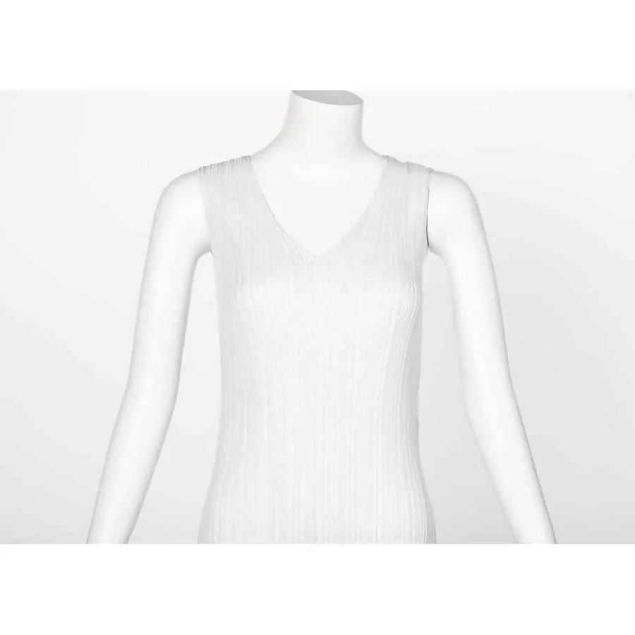 ISSEY MIYAKE Two-Way White Grey Sleeveless Sculptural Dress | Size S