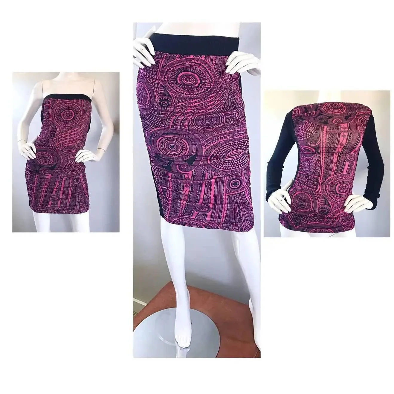 JEAN PAUL GAULTIER Aztec Print Top & Skirt Dress Ensemble | Size S/M