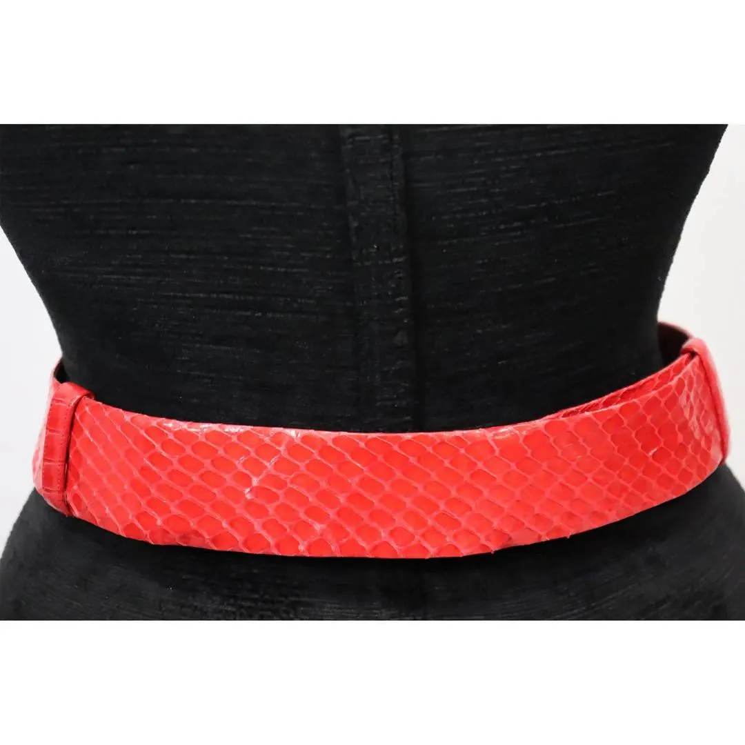 JUDITH LEIBER Red Skin Belt with Gold Clasp