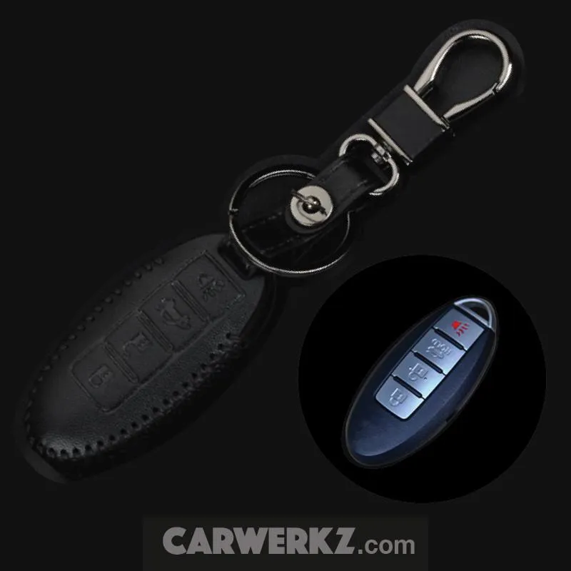 Key Holder for Nissan (Leather - 4 Buttons)