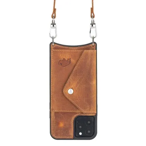 Lara iPhone 11 Pro Max Crossbody Wallet Case, Golden Brown