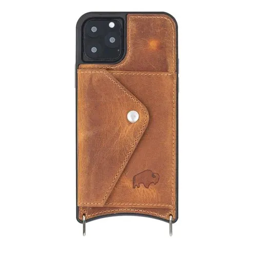 Lara iPhone 11 Pro Max Crossbody Wallet Case, Golden Brown