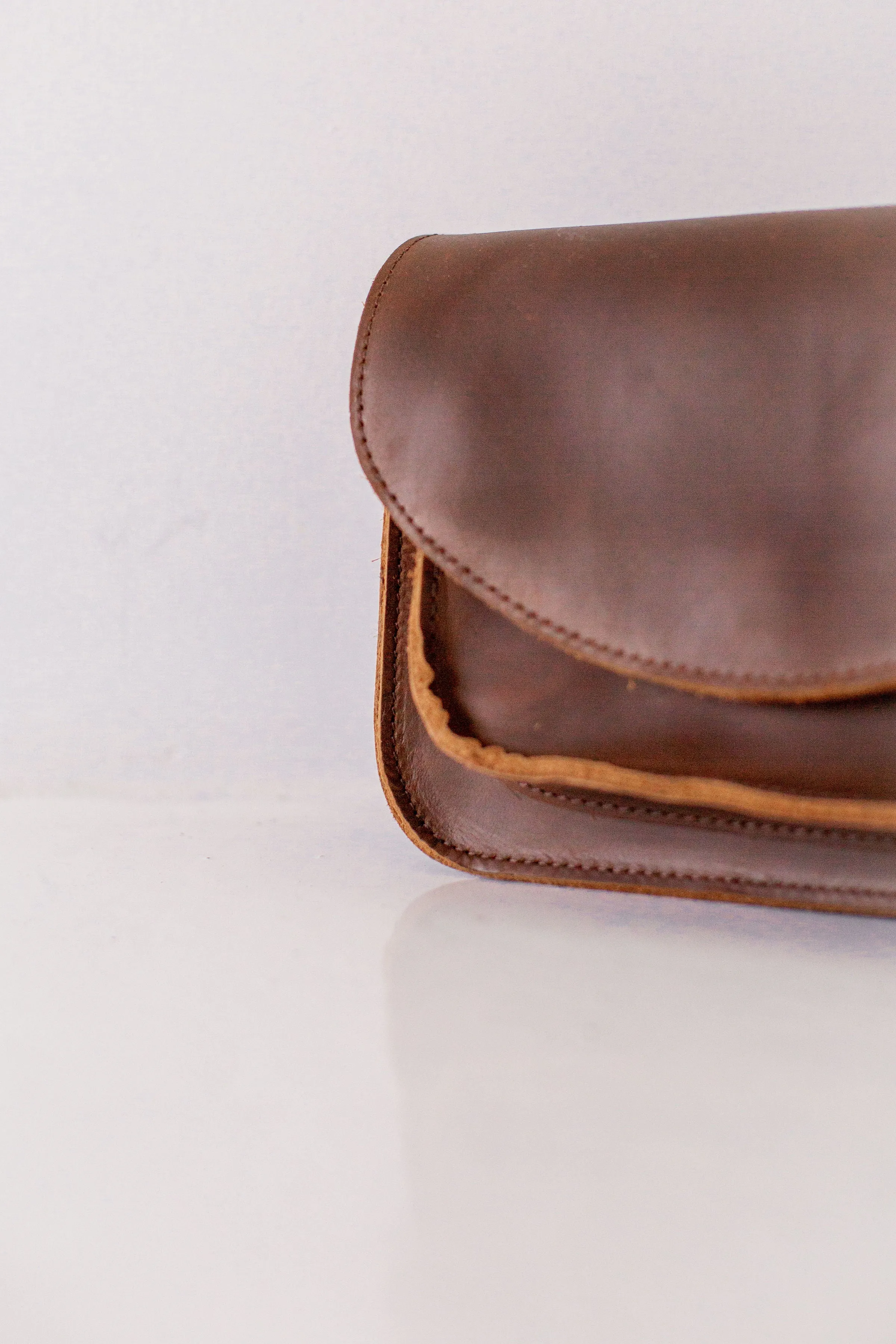 Leather Crossbody Purse in Deep Brown