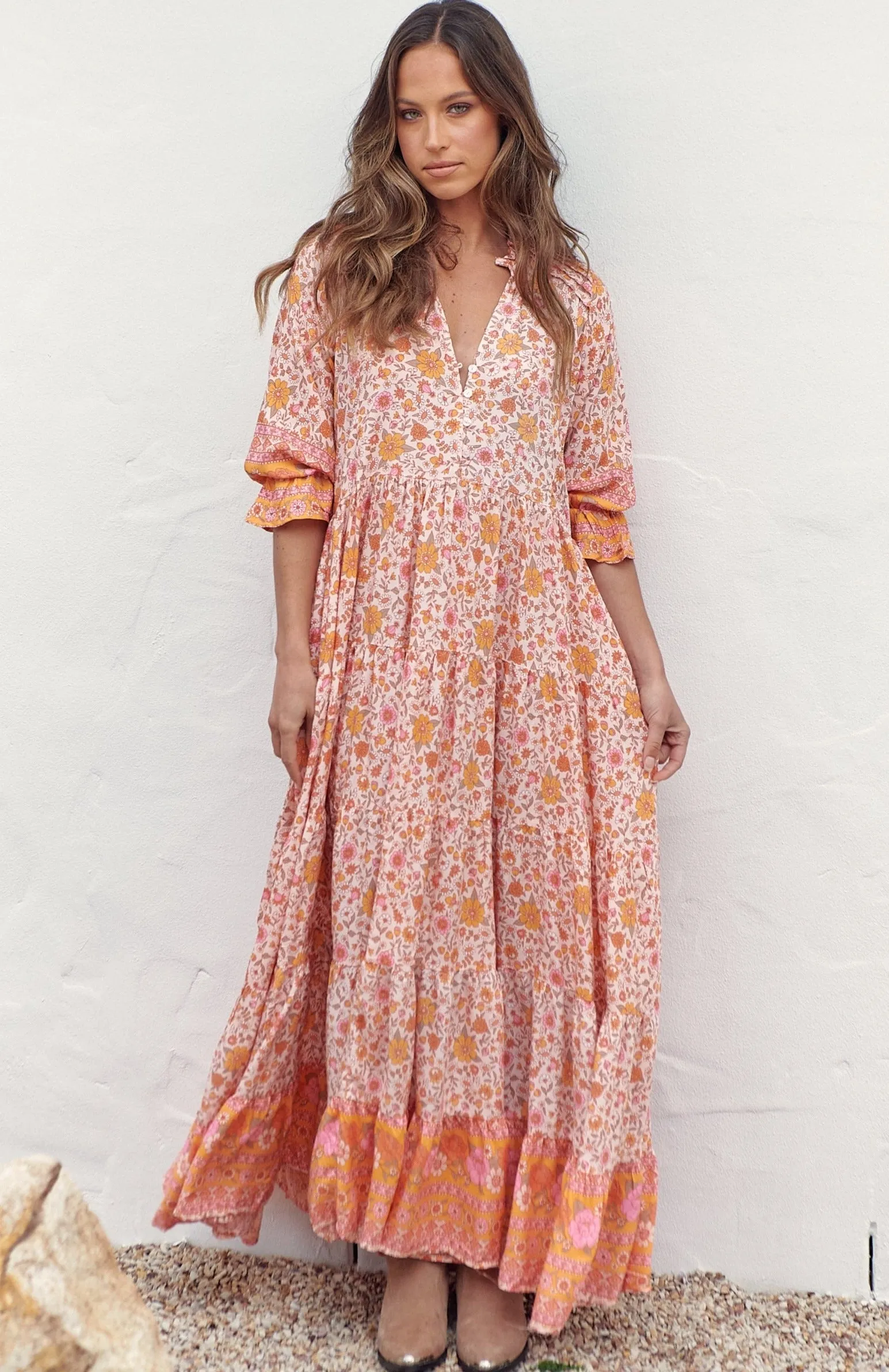 Leni Maxi Dress - Pink/Orange