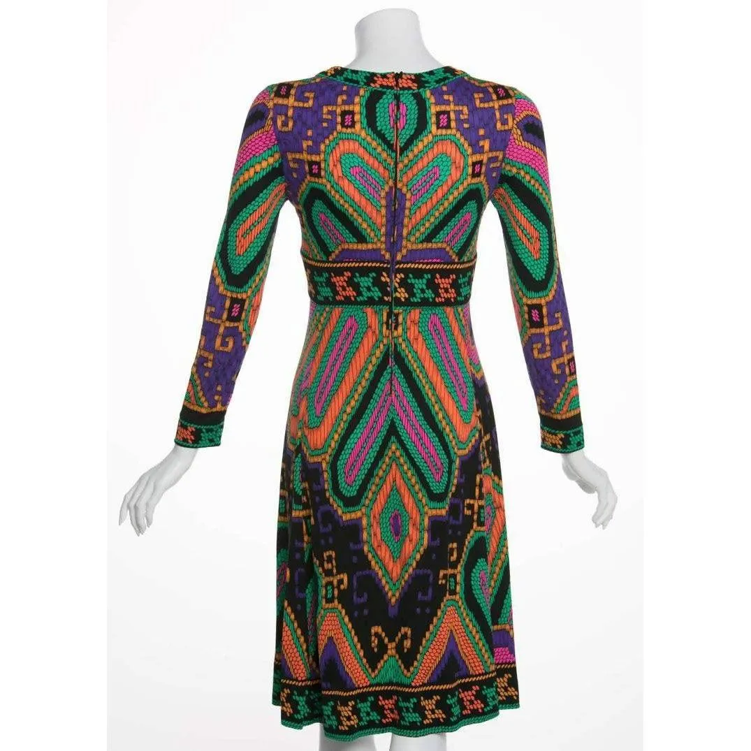 LEONARD PARIS Silk Jersey Print Dress Documented 1970s | Size S