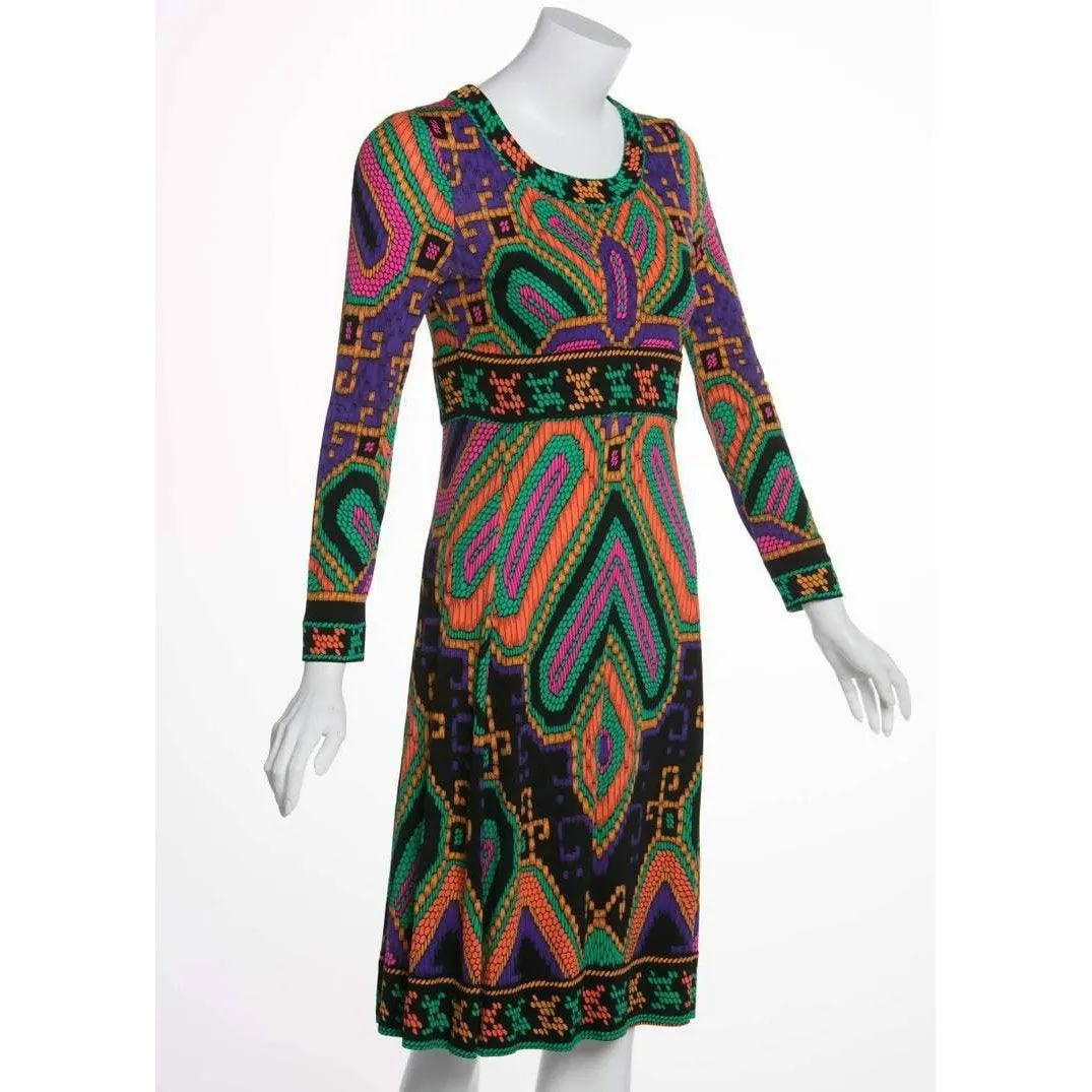 LEONARD PARIS Silk Jersey Print Dress Documented 1970s | Size S