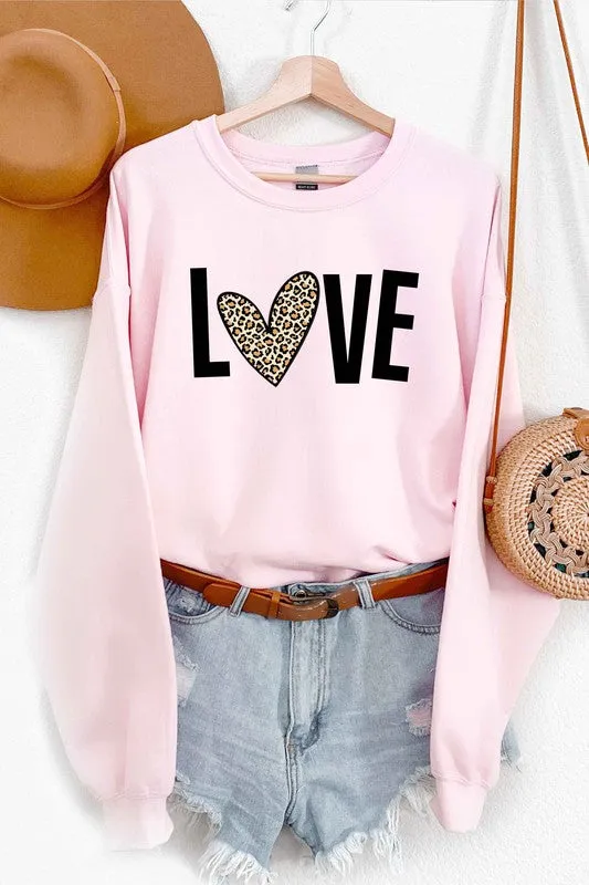 LEOPARD LOVE VALENTINE GRAPHIC SWEATSHIRT