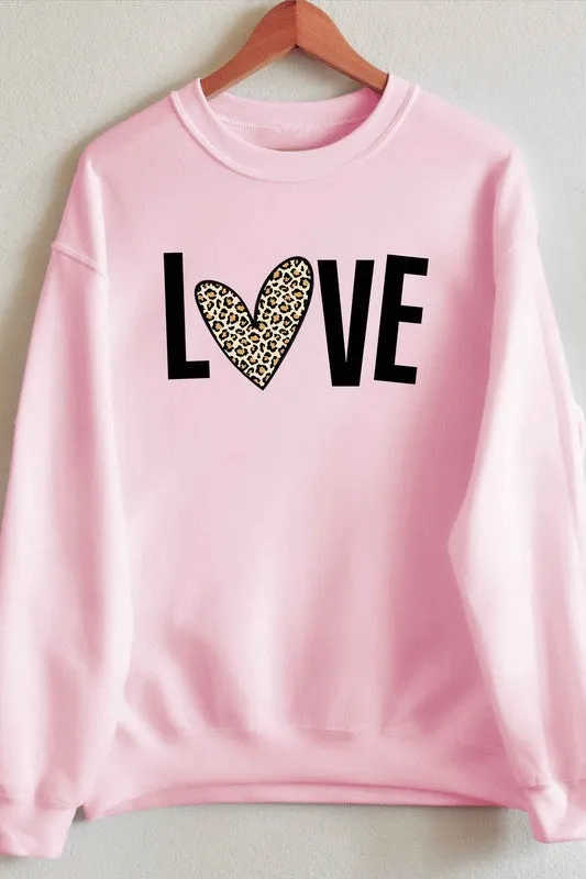 LEOPARD LOVE VALENTINE GRAPHIC SWEATSHIRT