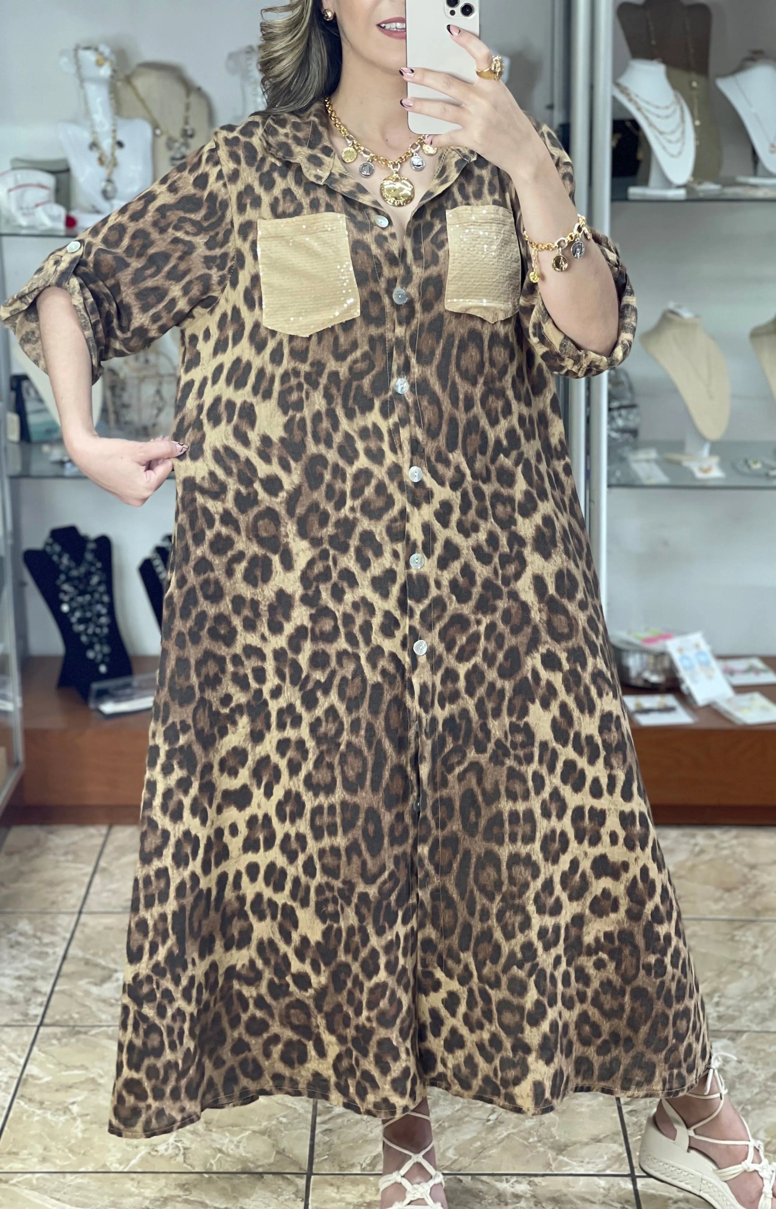 Leopard Maxi OS Dress