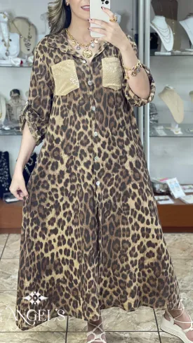 Leopard Maxi OS Dress