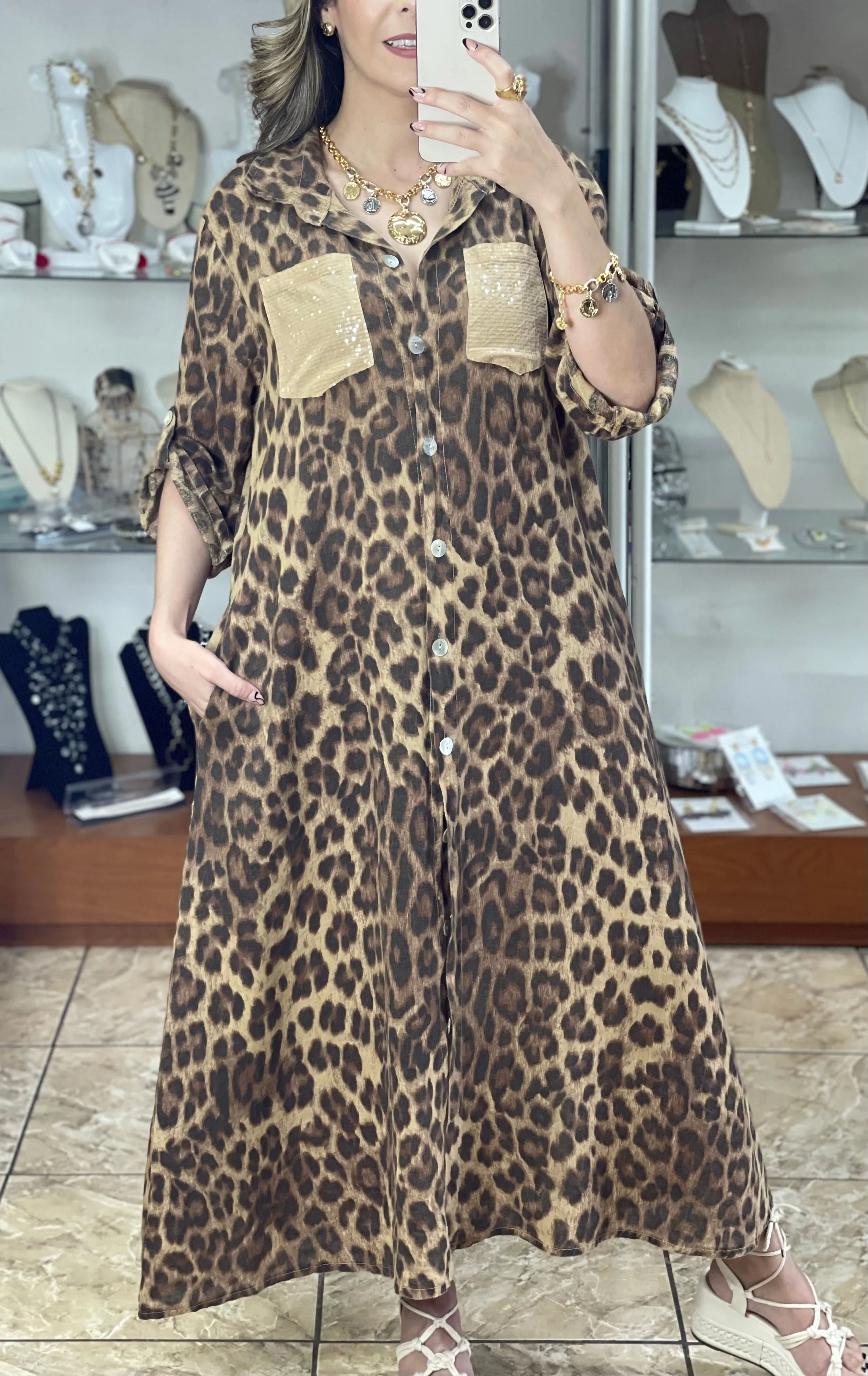 Leopard Maxi OS Dress