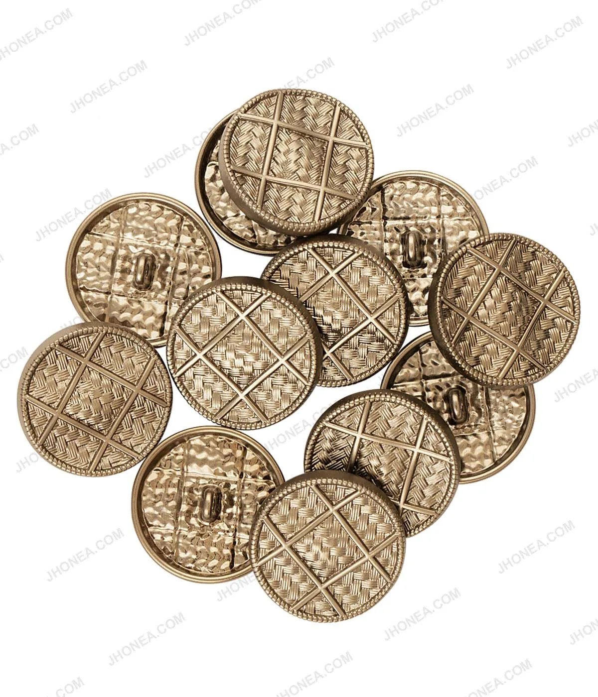 Light Anti-Brass Round Uneven Basket Weave Surface Metal Buttons